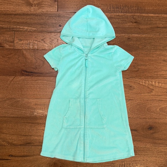 wonder nation Other - Wonder Nation Girls Aqua Terry Hooded Zip Front Swim Coverup - Size XS (4-5)